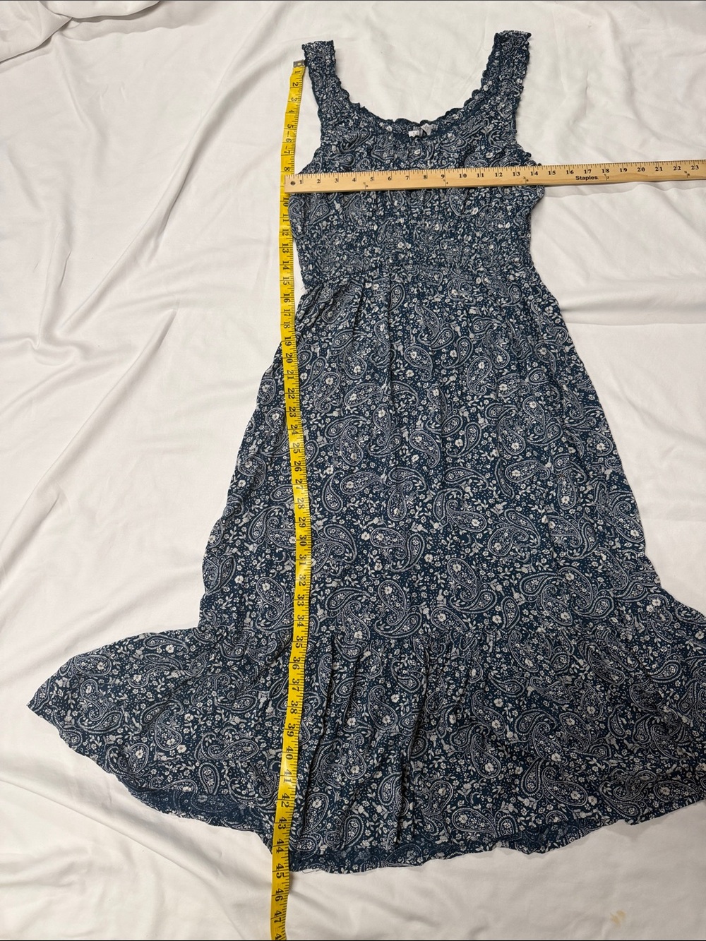 Patrons of Peace Teal Paisley Lace-Trim Maxi Dress- medium -elastic waist/straps - Picture 9 of 11
